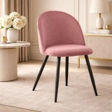 Cumpara ieftin Scaun bucatarie/living, Artool, Bello, catifea roz, picioare metal negru, 46x42.5x76.5 cm