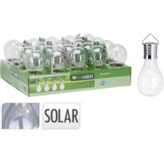 Lampa solara, forma de bec transparent, LED, pentru gradina, terasa si exterior