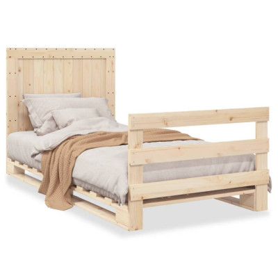 vidaXL Cadru de pat cu tăblie, 100x200 cm, lemn masiv de pin foto