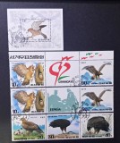 Coreea de Nord (DPR Korea) 1992 Expoziția Filatelică Granada '92 Fauna Păsări Răpitoare Coliță + Mini-Coală 7v Ștampilat Pyong Yang - A90