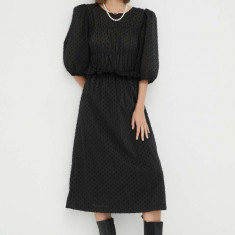 2NDDAY rochie culoarea negru, midi, evazati