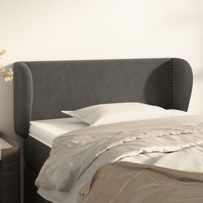 vidaXL Tăblie de pat cu aripioare gri &amp;icirc;nchis 93x23x78/88 cm catifea 3117041 foto