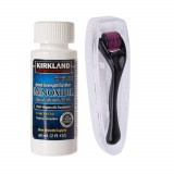 Minoxidil Kirkland 5%, 1 Luna Aplicare, Dermaroller, Tratament Pentru Barba / Scalp