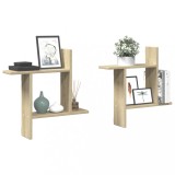 VidaXL Rafturi perete 2 buc. stejar sonoma 50x12x50 cm lemn prelucrat