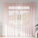vidaXL Perdele Voile cu buzunare pentru bare 2 buc Roz deschis 4102188
