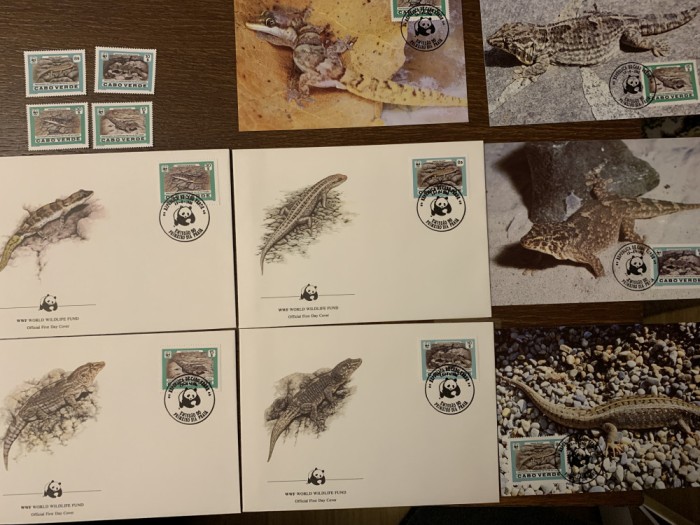capul verde - reptile - serie 4 timbre MNH, 4 FDC, 4 maxime, fauna wwf