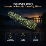 Husă Dublă pentru Lansete de Pescuit, Camuflaj, 190 cm