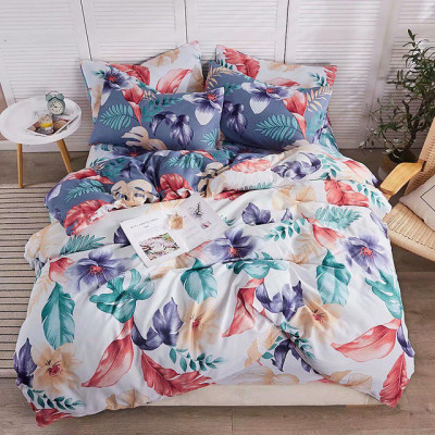 Lenjerie de pat pentru o persoana cu husa elastic pat si 2 fete perna patrata, Tamayo, bumbac mercerizat, multicolor foto