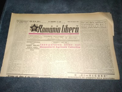 ZIARUL ROMANIA LIBERA 30 AUGUST 1949 foto