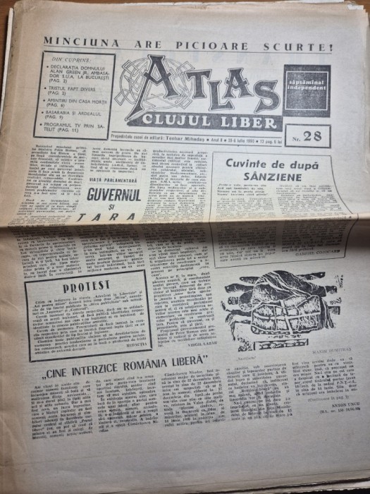 ziarul atlas clujul liber 29 iunie - 6 iulie 1990