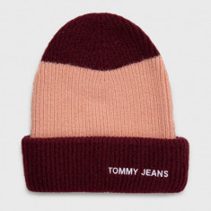 Tommy Jeans caciula din amestec de lana culoarea bordo,