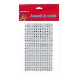 Accesorii creatie - diamante plastic argintii, 5mm, autoadezive, blister 260 buc, Colorarte, MY38