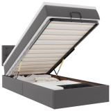 Cumpara ieftin Cadru de pat otoman cu saltea gri 100x200cm piele artificiala