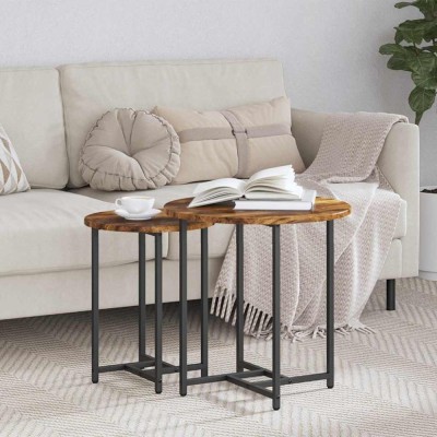 vidaXL Set măsuțe laterale 2 pcs Stejar afumat și Negru foto
