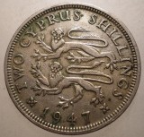 J.261 CIPRU COLONIE BRITANICA GEORGE VI 2 TWO SHILLINGS 1947