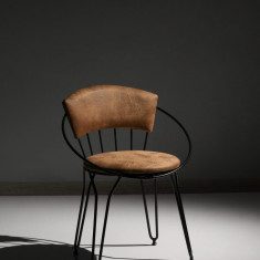 Set 2 scaune Istanbul, Nmoob, 53x51x80 cm, catifea, negru/natural