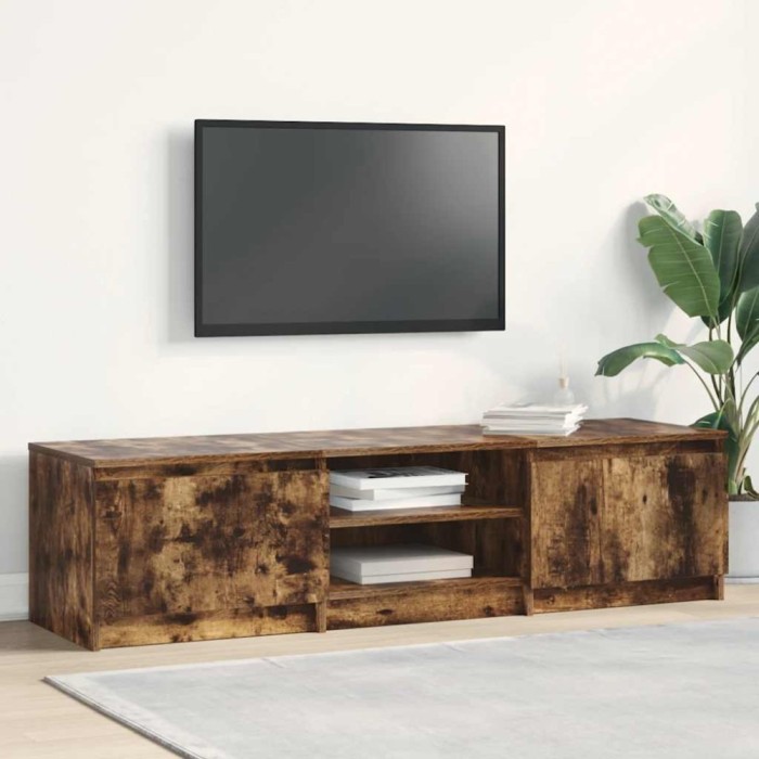 vidaXL Comodă TV, stejar fumuriu, 140x40x35,5 cm, lemn prelucrat