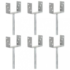 vidaXL Ancore de gard, 6 buc., argintiu, 12x6x30 cm, oțel galvanizat