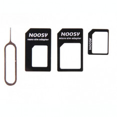 4 in 1 adaptoare SIM Micro-SIM Nano-SIM si cheie cu pin Culoare Negru foto