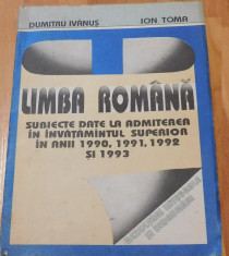 Limba romana - subiecte date la admiterea in invatamantul superior 1990-1994 foto