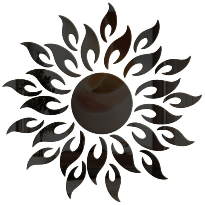 Oglinzi CCmax, Model Soare, Negru, Acrilice, Autoadezive pentru Decor si Design Interior, 27 piese, 500x500 mm