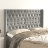 VidaXL Tăblie de pat cu aripioare gri deschis 163x16x118/128cm catifea 3119970