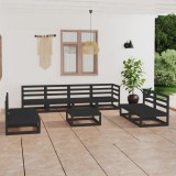 Gossi set mobilier de gradina, 9 piese, negru, lemn masiv de pin