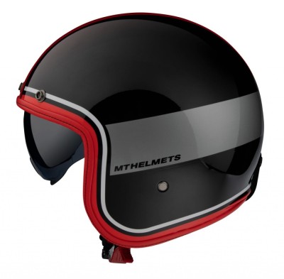 Casca open face pentru scuter - motocicleta MT Le Mans 2 SV Tant A5 negru/rosu lucios (ochelari soare integrati) XS (53/54cm) foto