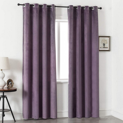Set draperii din catifea cu inele albe, Madison, 200x245 cm, densitate 700 g/ml, Mauve, 2 buc foto