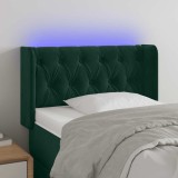 vidaXL Tăblie de pat cu LED, verde &icirc;nchis, 83x16x78/88 cm, catifea 3123605