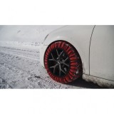 Huse antiderapante ISSE Model Classic rosii , sosete de zapada textile pentru anvelope auto, montaj rapid si aderenta excelenta