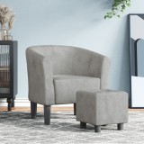 Cumpara ieftin Fotoliu tip cuvă cu taburet, gri deschis, catifea