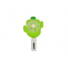 Mini ventilator portabil, de mana, cu incarcare USB, forma cactus, verde