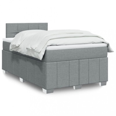 vidaXL Pat box spring cu saltea, gri deschis, 120x190 cm, textil 3287007 foto