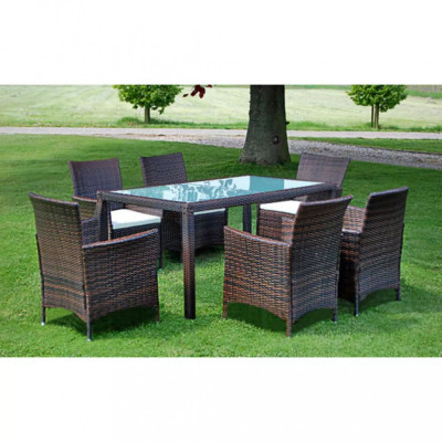 vidaXL Set mobilier de exterior cu perne, 7 piese, maro, poliratan foto