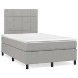 VidaXL Pat box spring cu saltea, gri deschis, 120x190 cm, textil