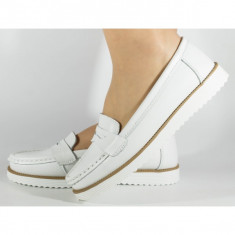 Pantofi alb din piele cu gel pe talpa 159055