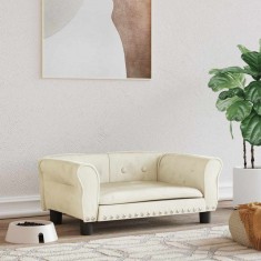 vidaXL Pat de c&acirc;ini, crem, 70x45x30 cm, catifea