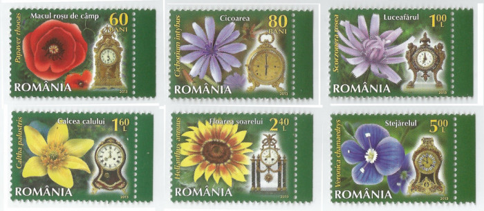 Rom&acirc;nia, LP 1966/2013, Ceasul florilor I (uzuale), MNH