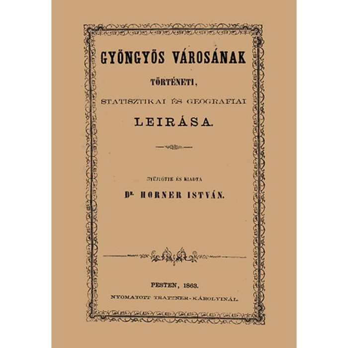 Gy&ouml;ngy&ouml;s v&aacute;ros&aacute;nak t&ouml;rt&eacute;neti, statisztikai &eacute;s geogr&aacute;fiai le&iacute;r&aacute;sa - Horner Istv&aacute;n