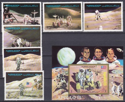 DB1 Cosmos Ajman Apollo 15 6 v. + SS MNH foto