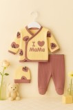 Costumas bebelusi 3 piese cu mesaj I Love Mama &ndash; set moale din bumbac (Marime