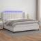 vidaXL Pat cu arcuri, saltea și LED, alb, 200x200 cm, piele ecologică 3139404