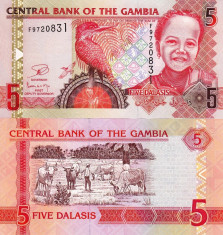 GAMBIA 5 dalasis ND 2013 UNC!!! foto