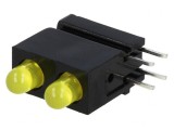 LED Galben 3mm cu 2 Diode 20mA 60&deg;