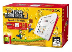 Consola Nintendo 2DS Special Edition alb / rosu + joc New Super Mario Bros 2 foto