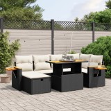 Cumpara ieftin Set canapele de grădină cu perne, 7 piese, negru, poliratan