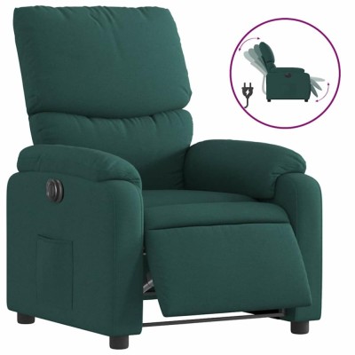 Fotoliu rabatabil electric, verde inchis, material textil foto