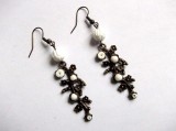 cercei sidef alb si accesorii bronz 34419