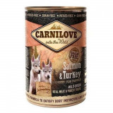 Hrana umeda pentru caini Carnilove Wild Meat Somon &amp; Curcan Junior 5 x 400 g